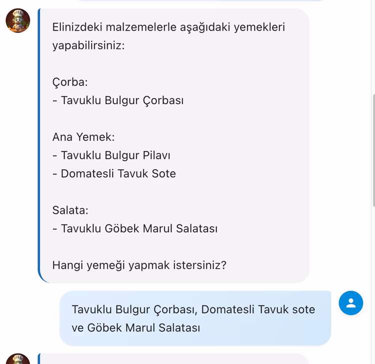 Yapay Zeka ile günün yemek tarifi önerisi!