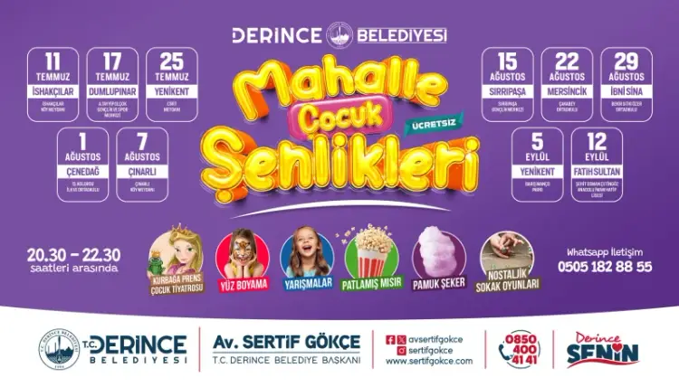 Derince’de Çocuklara Yaz Şenlikleri Coşkusu Başlıyor