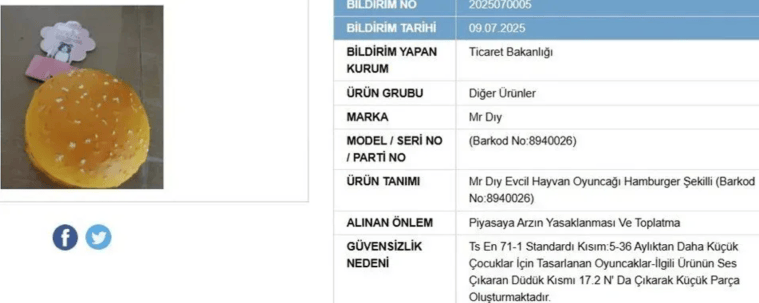 Üzerinde yıldız desenleri bulunan büyük, sarı hamburger şeklindeki evcil hayvan oyuncağı, Mr Diy markasına ait.