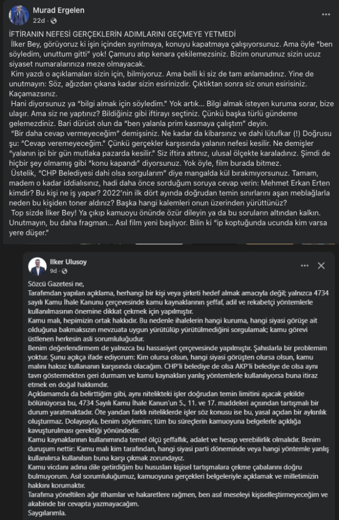 Karşılıklı açıklamalar devam ediyor! İlker Ulusoy ve Murad Ergelen…
