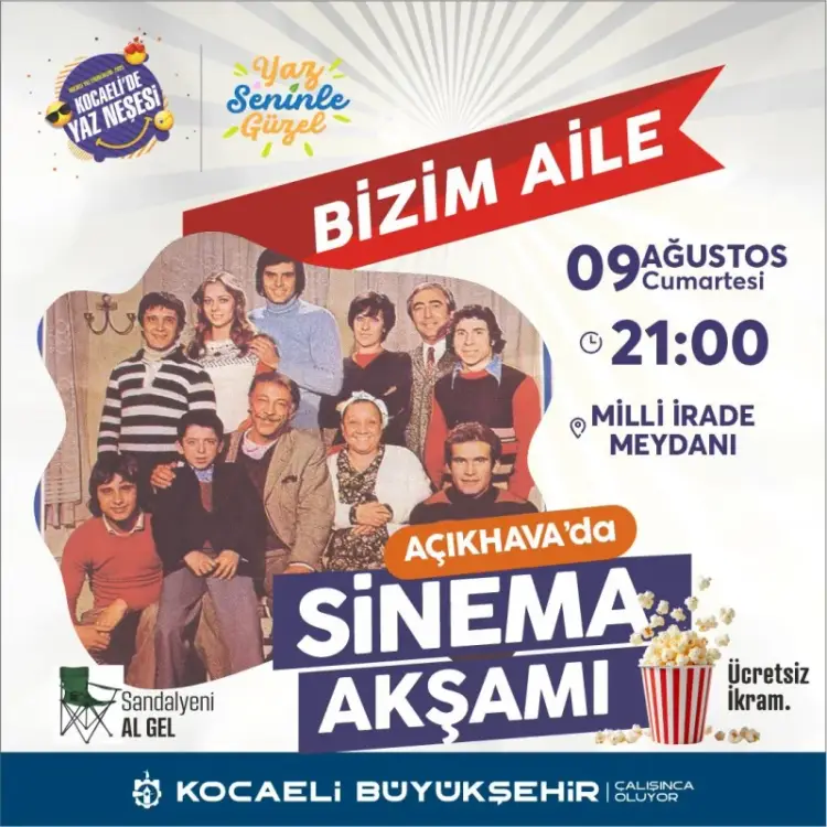 İzmit’te Yaz Akşamlarına Yeşilçam Nostaljisi: Açık Havada ‘Bizim Aile’ Coşkusu