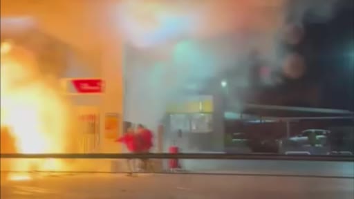 Araç benzinliğe daldı, facianın eşiğinden dönüldü