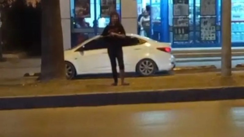 Adana'da Genç Kızın Refüjdeki İlginç Hareketleri Dikkat Çekti