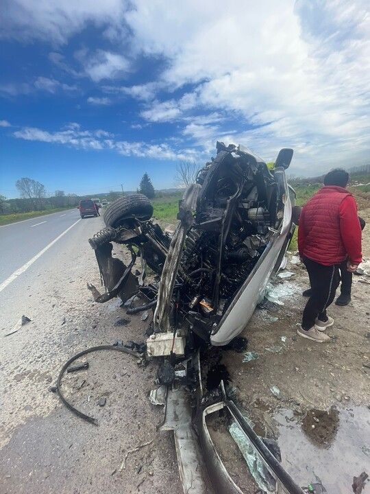 Kanala uçan Volvo hurdaya döndü