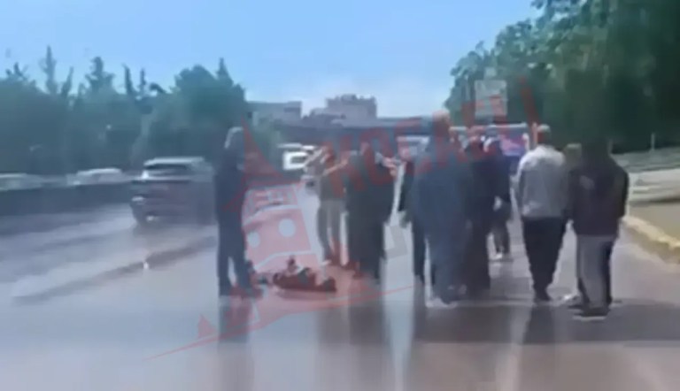 Üst geçitte korkutan olay! Üst geçitten atladı