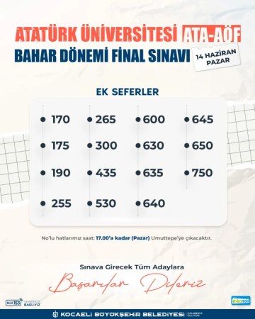 Kocaeli’den sınavlara 15 ek hat desteği