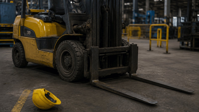 Forkliftin altında kalan işçi bacağını kaybetti!