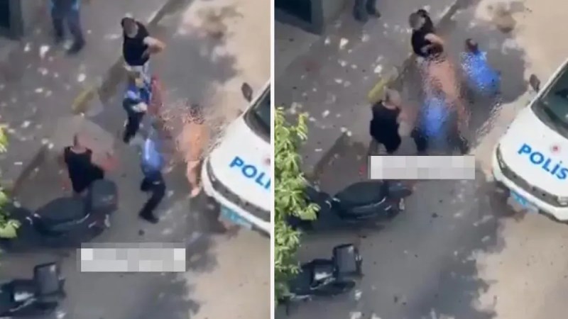Çıplak yürüyen şahıs polise saldırdı!