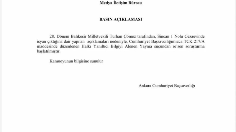 Milletvekili Çömez hakkında soruşturma!