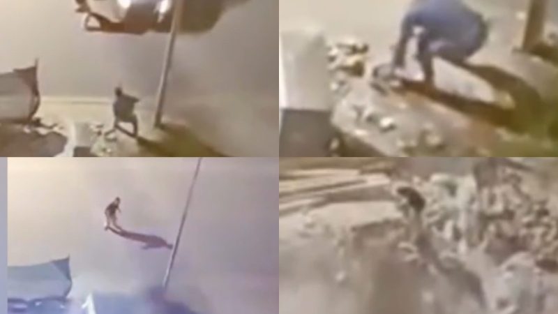 Kavga ettiği kişiye çarpıp çukura uçtu!