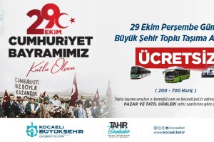 Kocaeli’de 29 Ekim’de toplu ulaşım ücretsiz