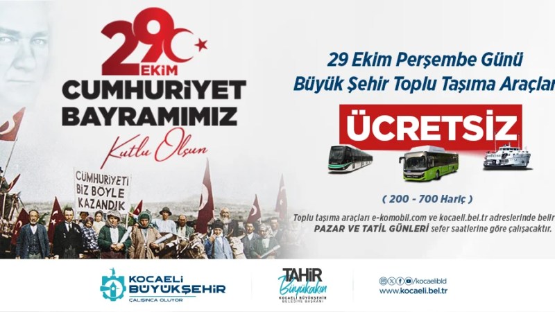 Kocaeli'de 29 Ekim'de toplu ulaşım ücretsiz - 2. görsel